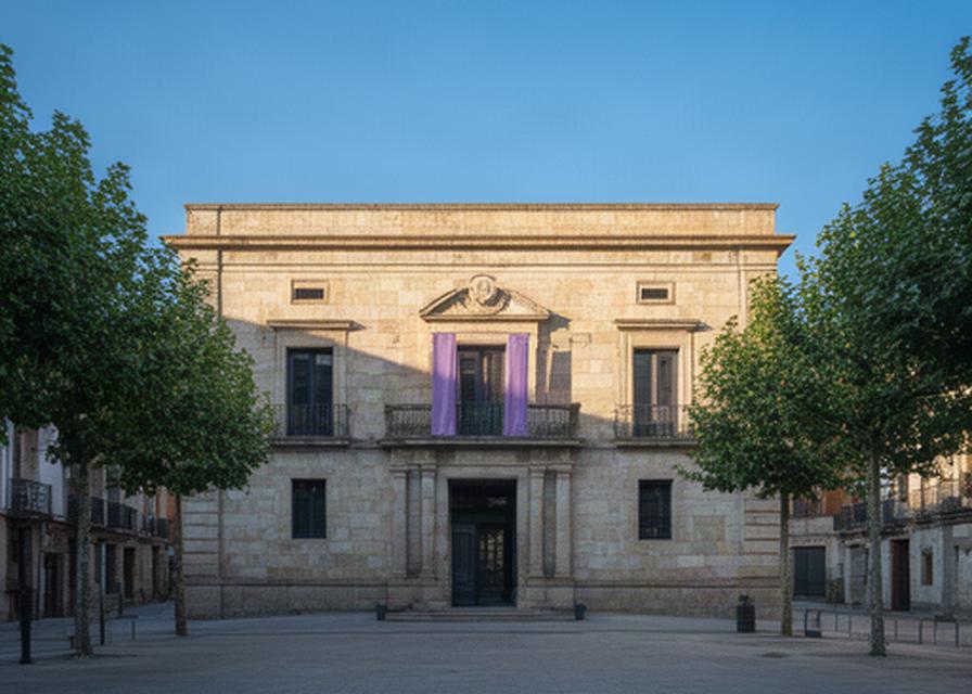 Fachada de un edificio judicial asturiano en una mañana despejada