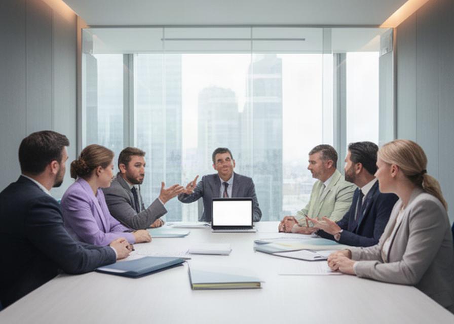 Profesionales reunidos para revisar una cuestión jurídica empresarial